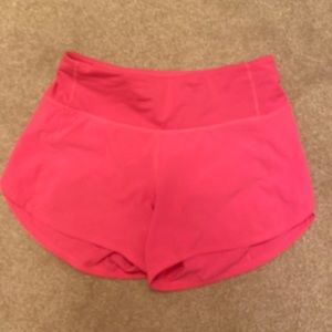 highlighter pink 4 inch Lululemon shorts size 2 speed ups